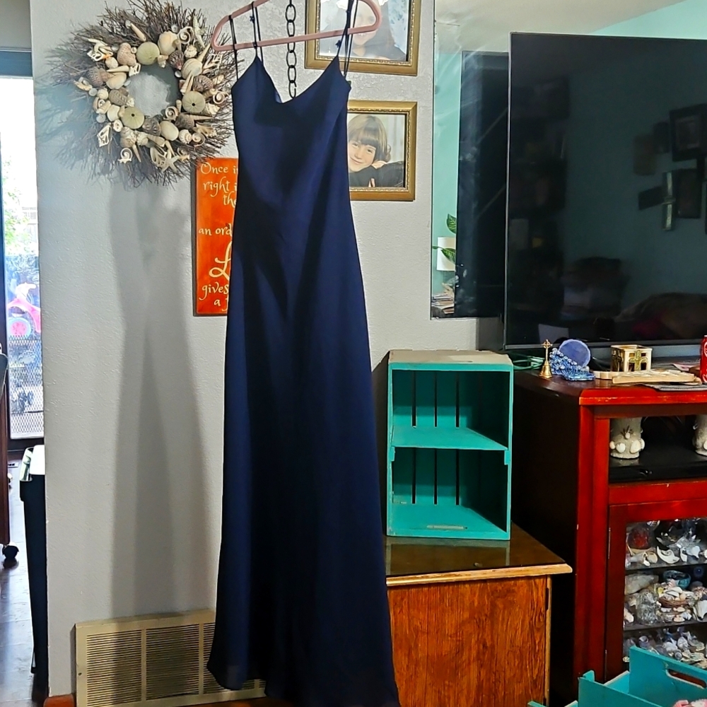 p 40 ptp 19  flower on the straps theafora Elegant navy blue  Maxi Dress